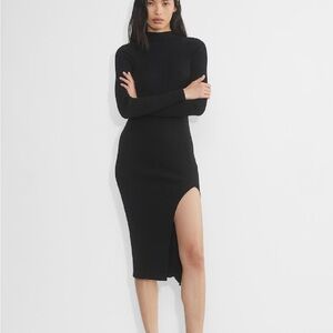 Wilfred by Aritzia Black Long Sleeve Dress with Slit